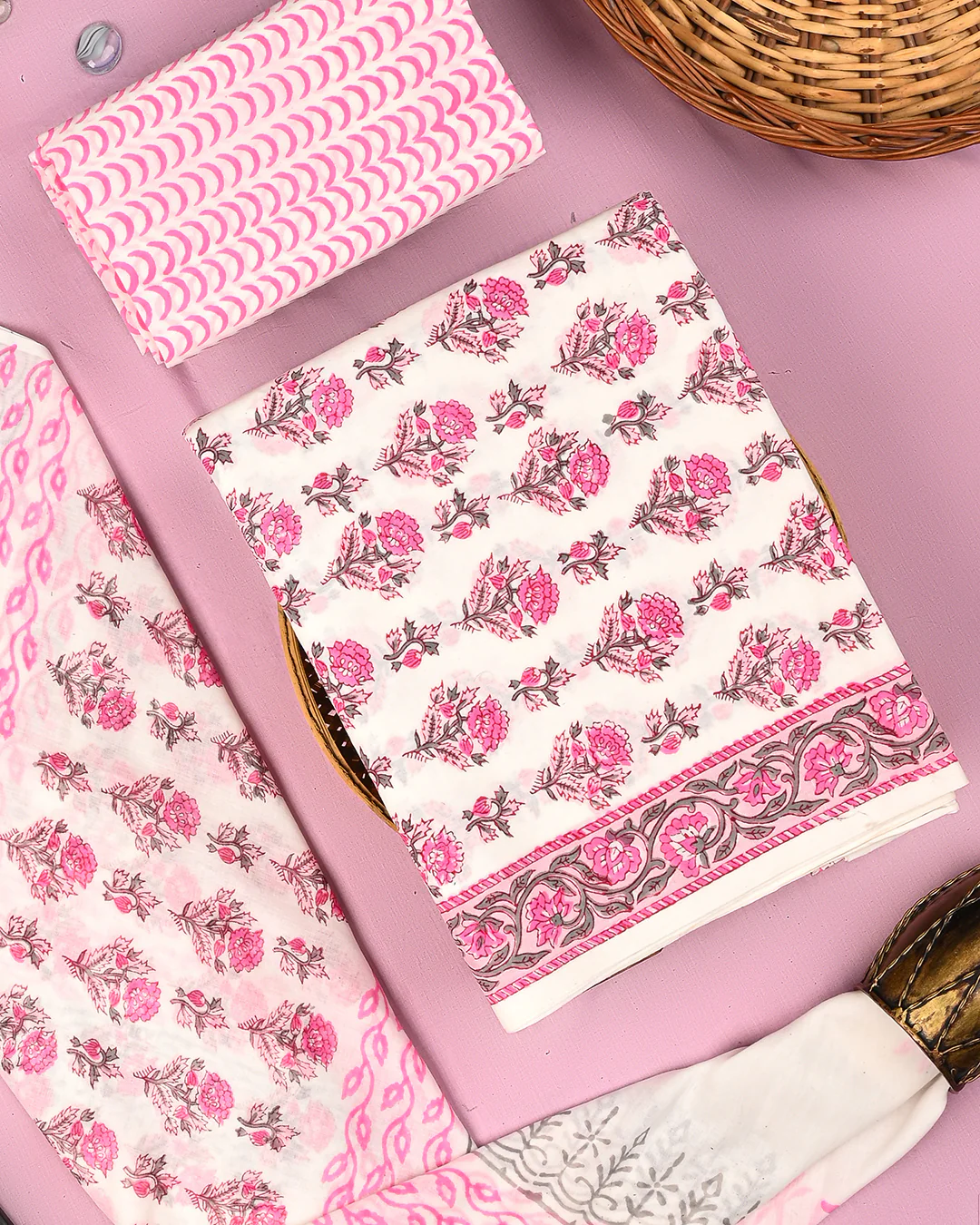Elegant Sanganeri Printed Cotton Suit With Cotton Dupatta (BSCOTMU76) - Image 3
