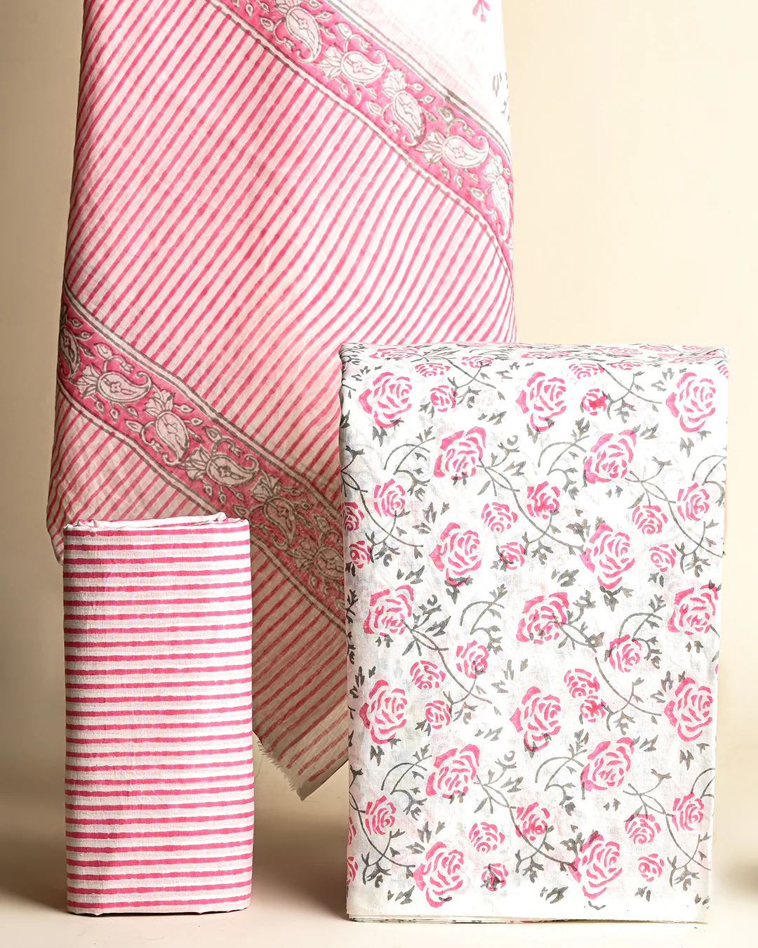 Elegant Pink Hand Block Print Cotton Suit With Cotton Dupatta(BSCOTMU02) - Image 3