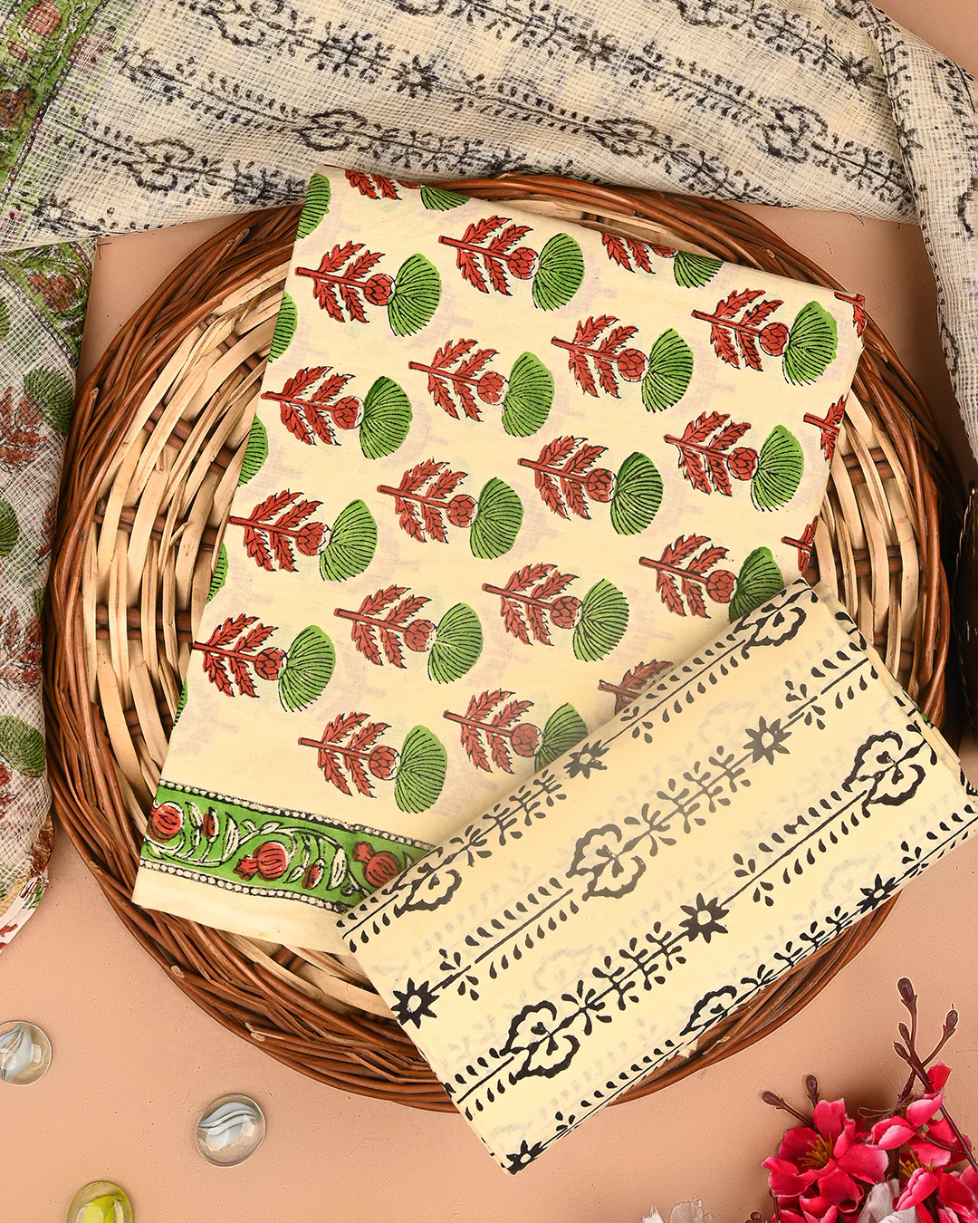 Exclusive Hand Block Print Cotton Suit With Kota Doria Dupatta(BSCOTKO111) - Image 3