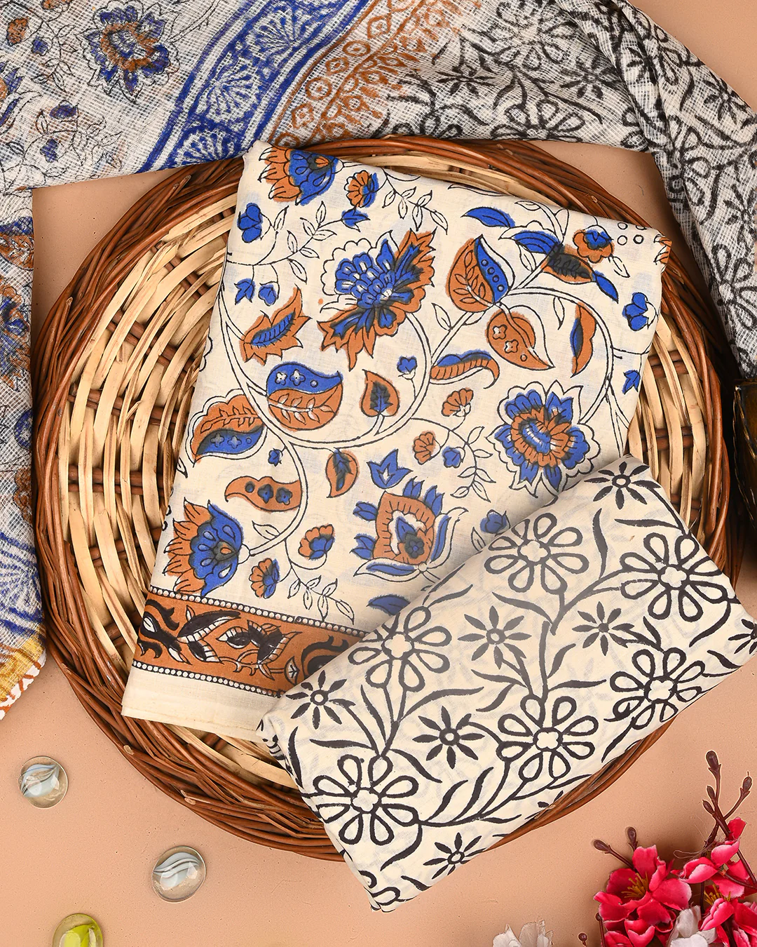 Exclusive Hand Block Print Cotton Suit With Kota Doria Dupatta(BSCOTKO112) - Image 3