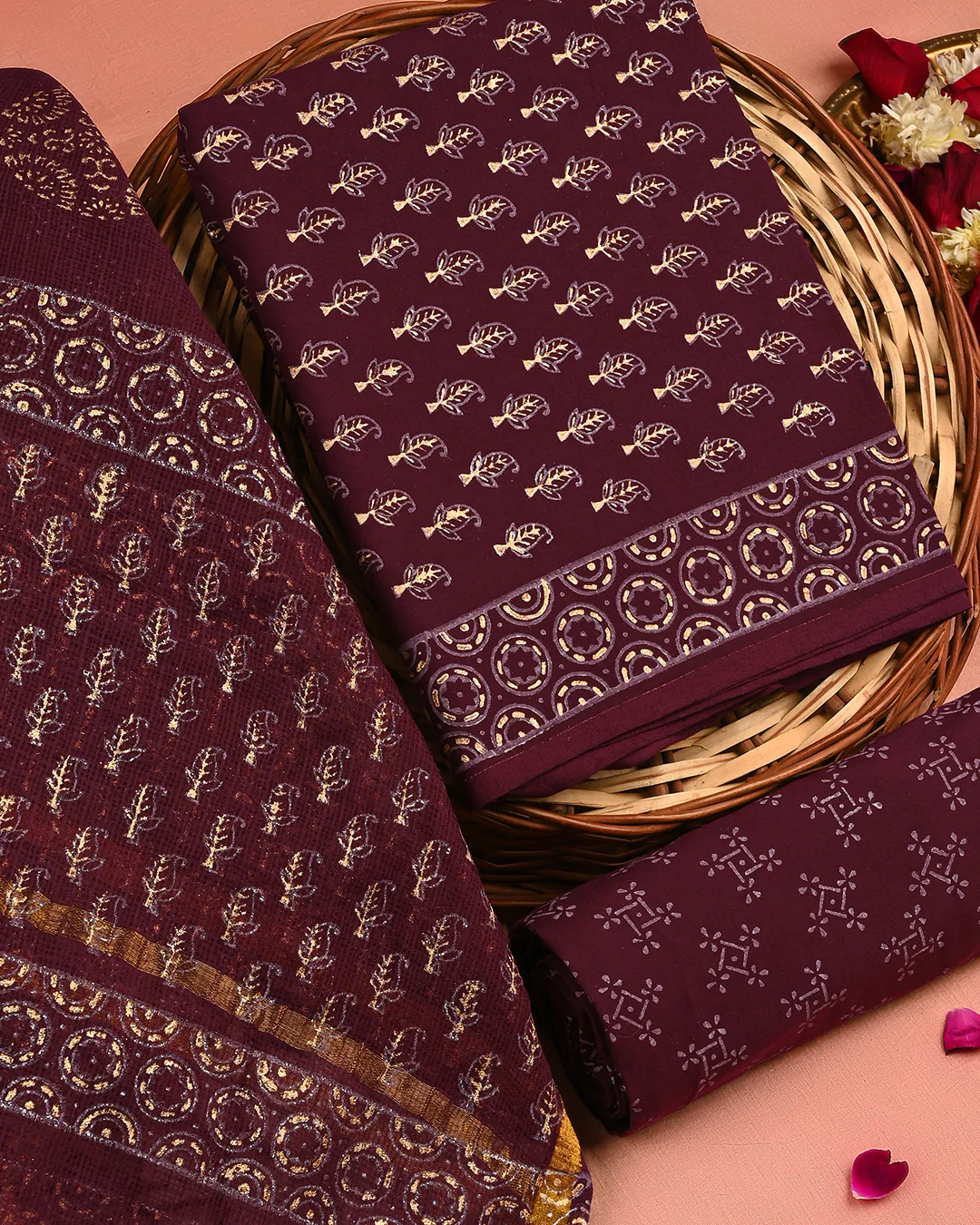 Exclusive Hand Block Print Cotton Suit With Kota Doria Dupatta(BSCOTKO92) - Image 3