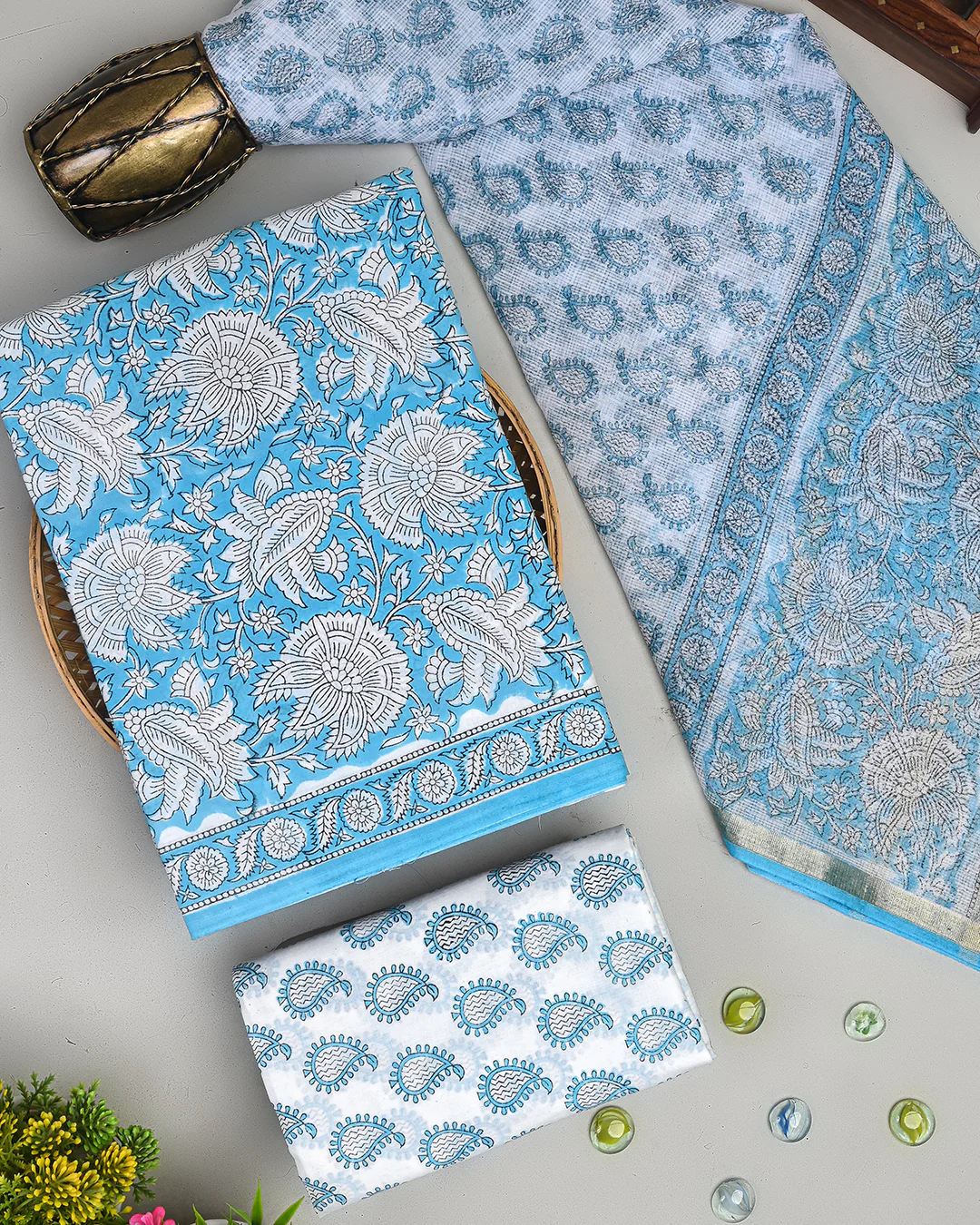 Exclusive Hand Block Printed Cotton Suit With Kota Dupatta BSCOTKO57 - Image 3