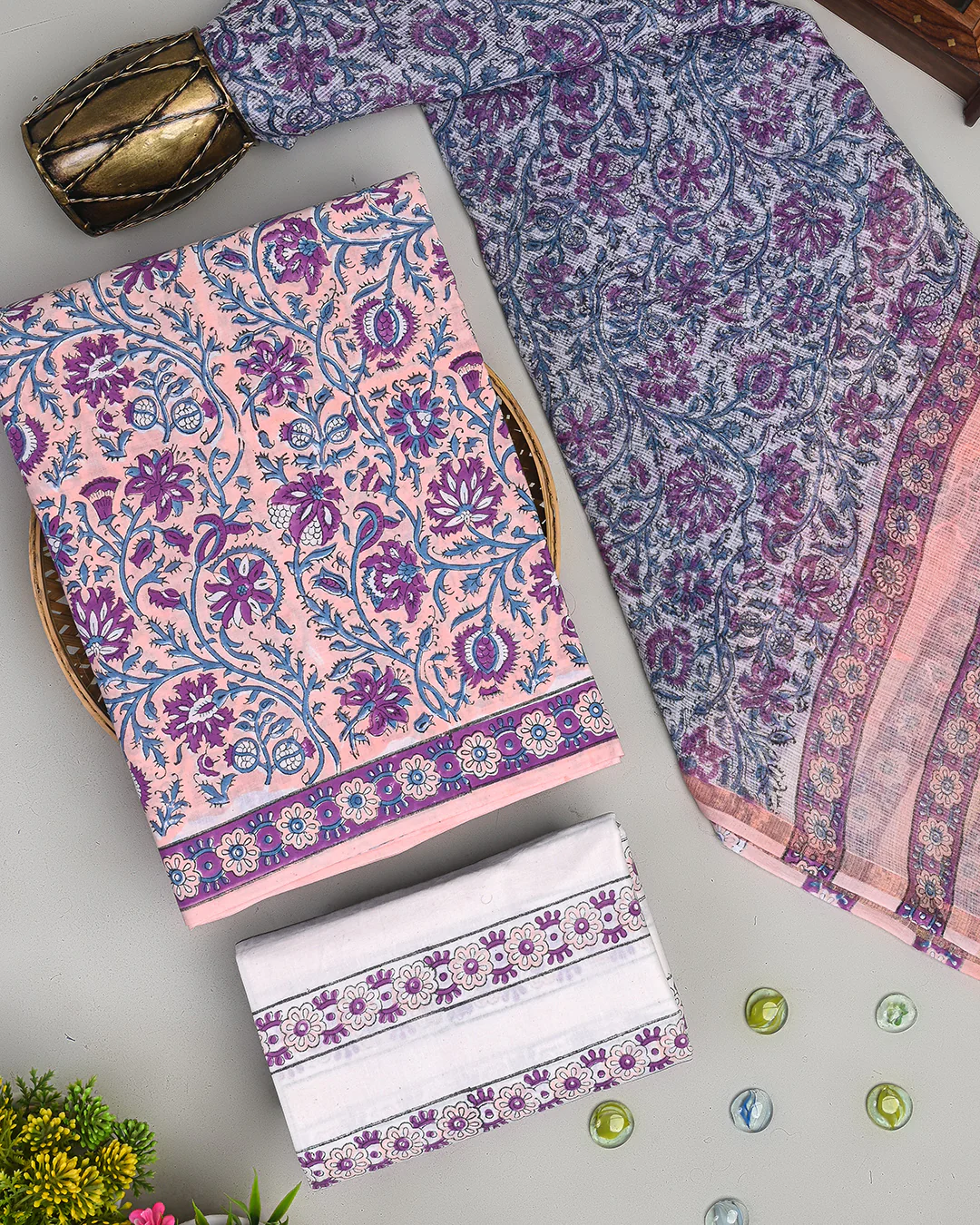 Exclusive Hand Block Print Cotton Suit With Kota Dupatta (BSCOTKO24) - Image 3