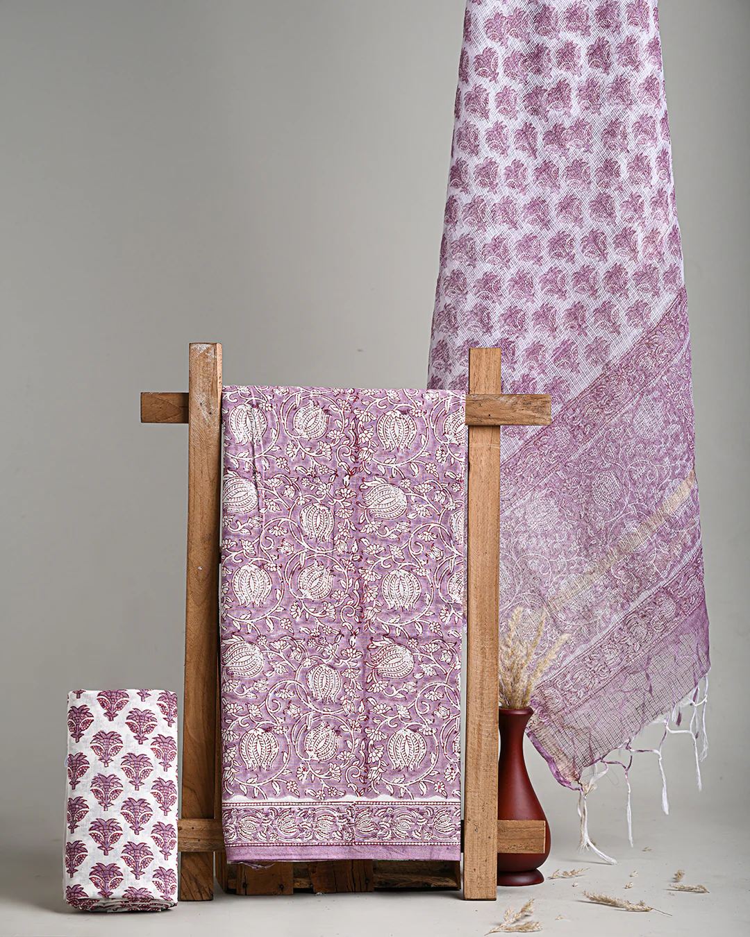 Exclusive Hand Block Print Cotton Suit With Kota Doria Dupatta(BSCOTKO12)