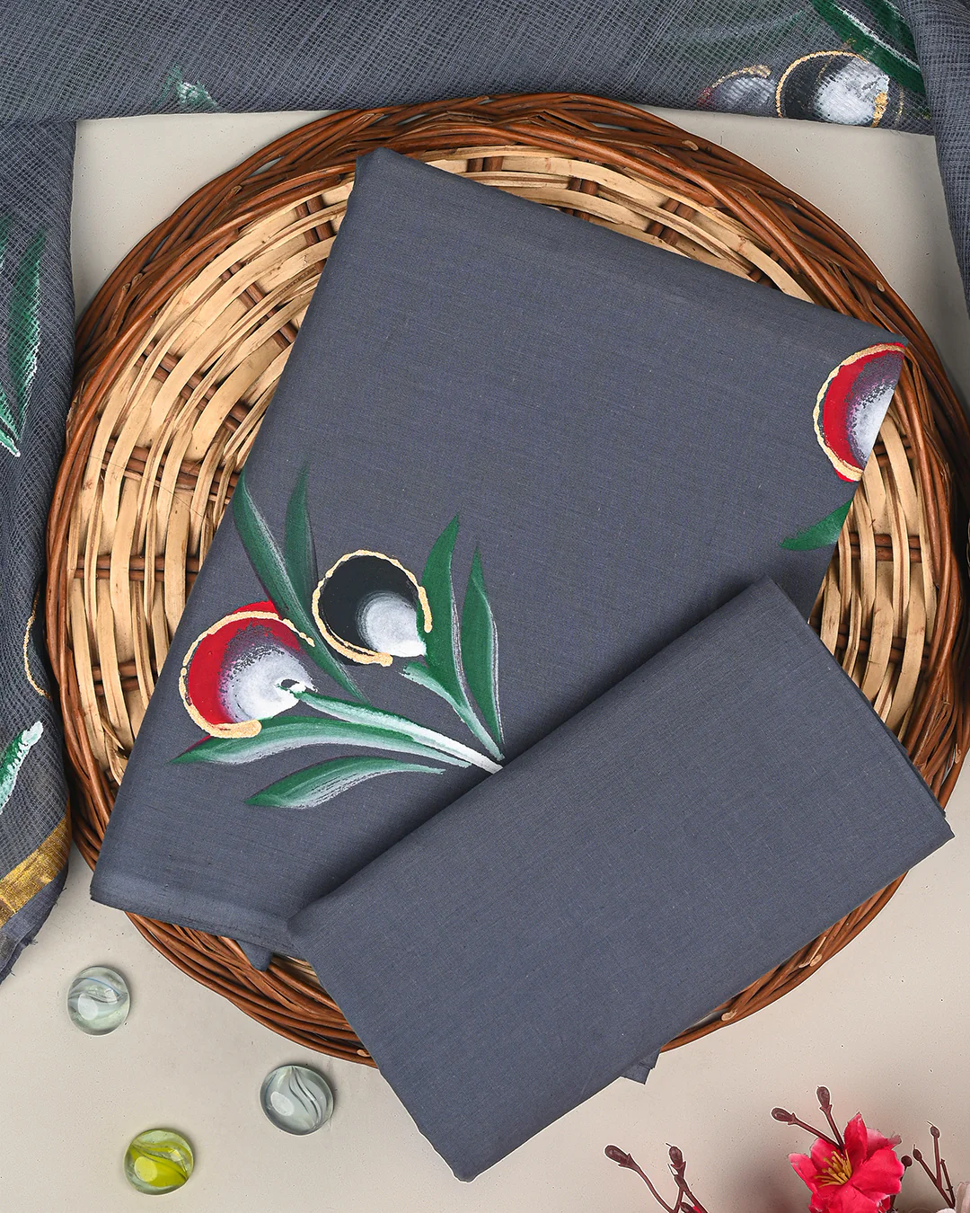 Exclusive Grey Hain Painted Cotton Suit Sets With Kota Doria Dupatta (BSCOTKO67) - Image 3