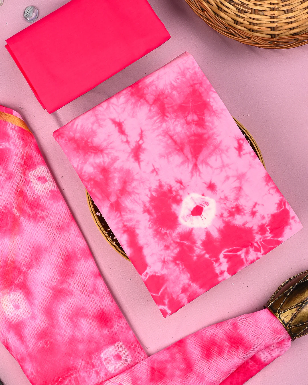 Exclusive Tie and Dye Print Cotton Suit With Kota Doria Dupatta (BSCOTKO105) - Image 3