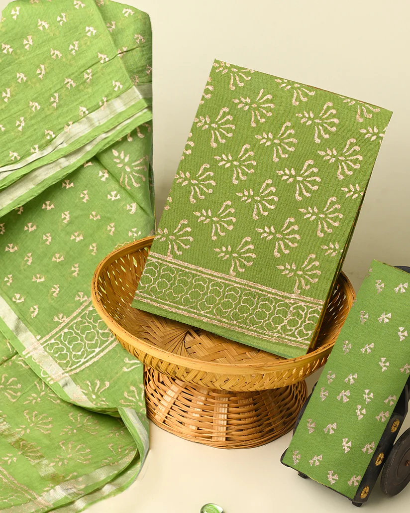 Hand Block Printed Cotton Suit With Chnaderi Dupatta BSCD01 - Image 3