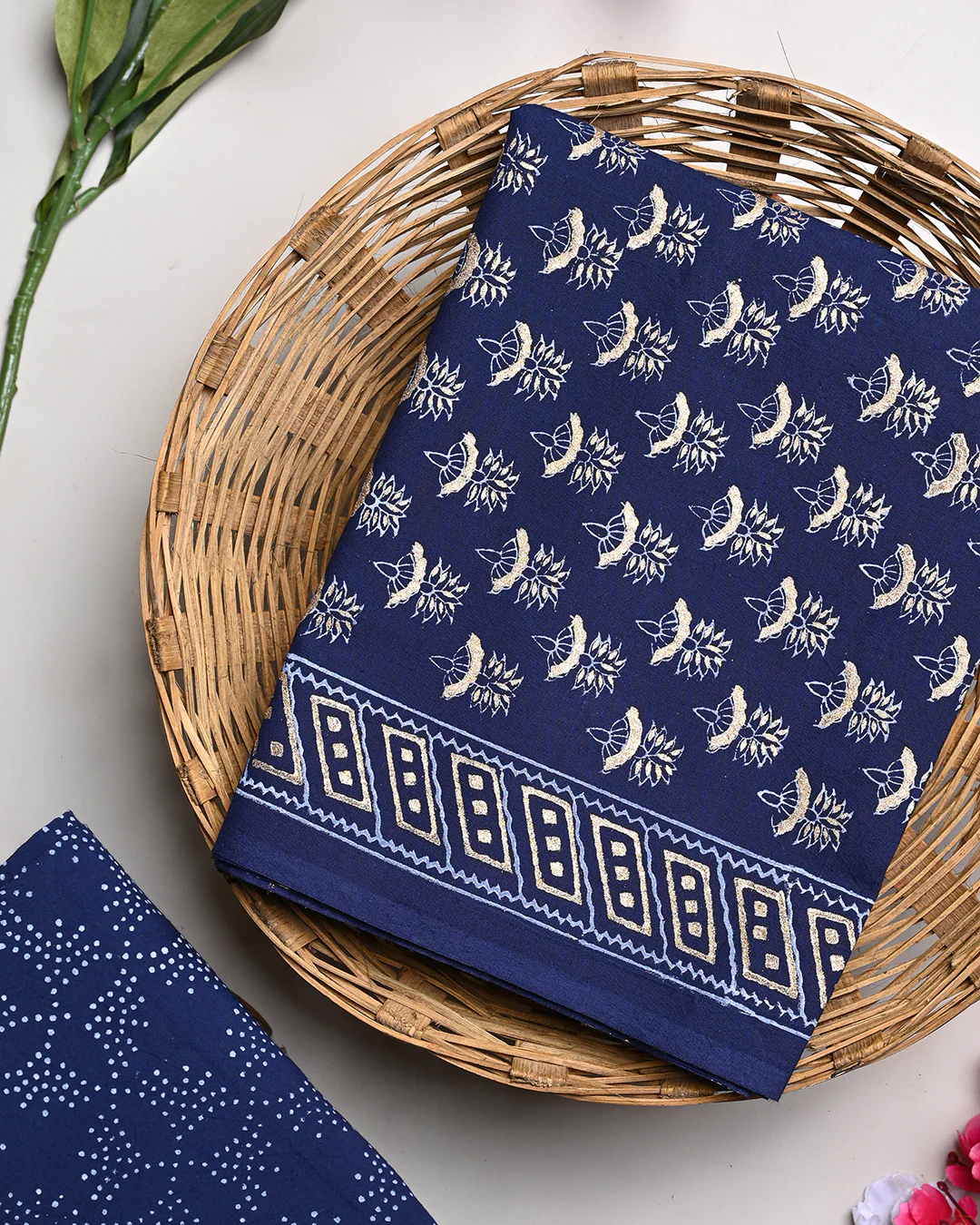 New Elegant Hand Block Print Cotton Suit Top And Bottom Set (BSTB101)