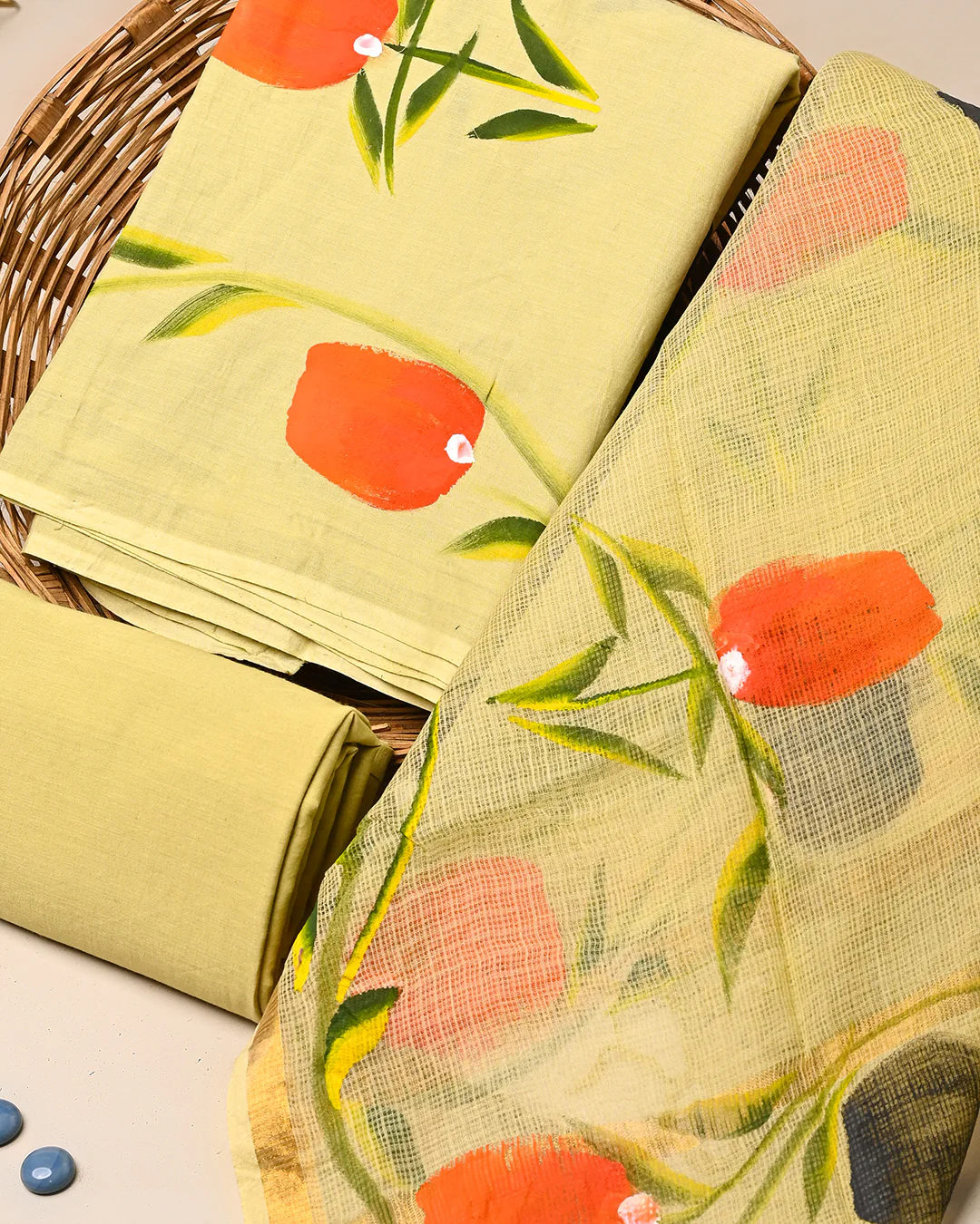 New Elegant Hand Painted Cotton Suit With Kota Doria Dupatta (BSCOTKO127) - Image 3