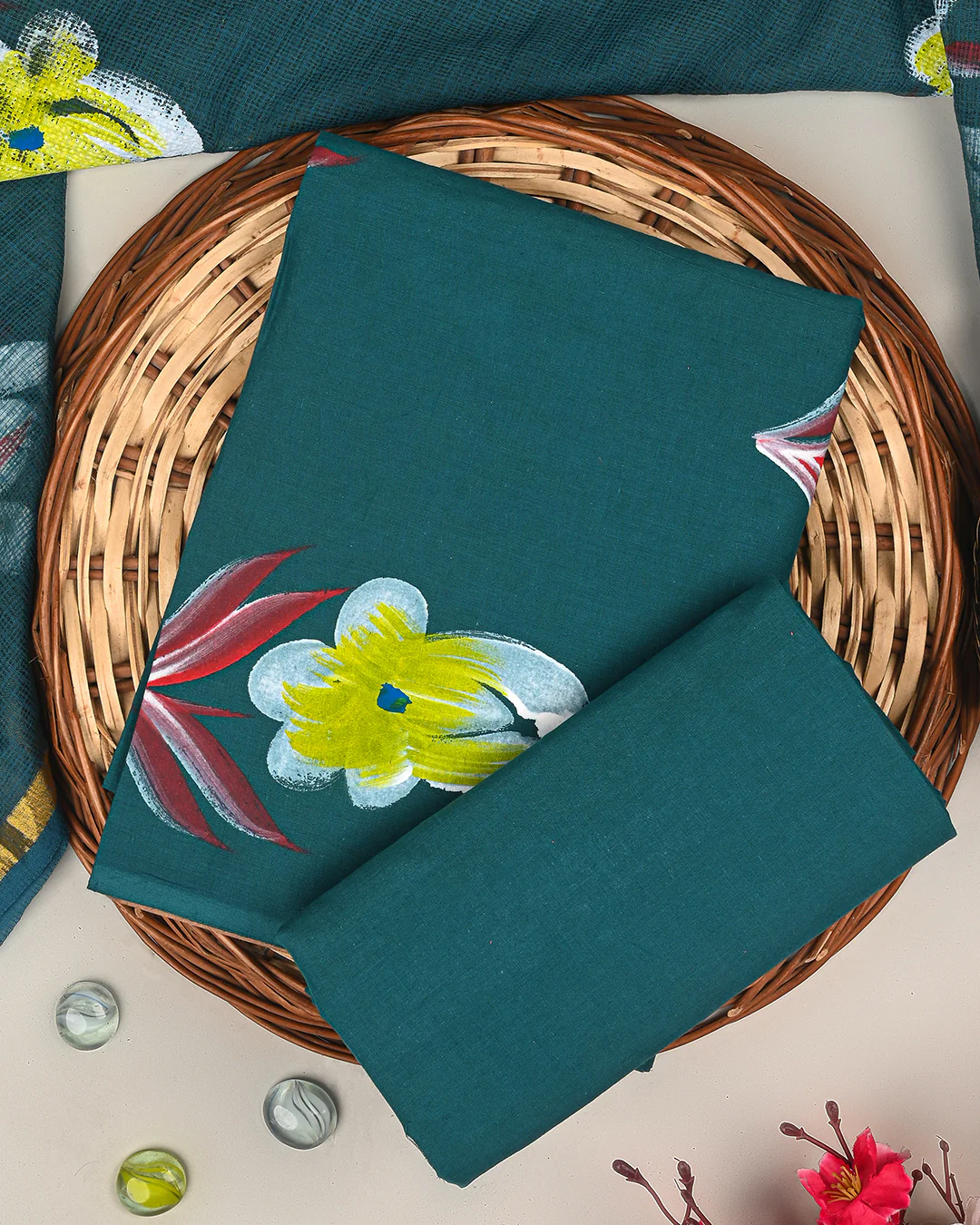Premium Hand Painted Cotton Suit With Kota Doria Dupatta (BSCOTKO62) - Image 3