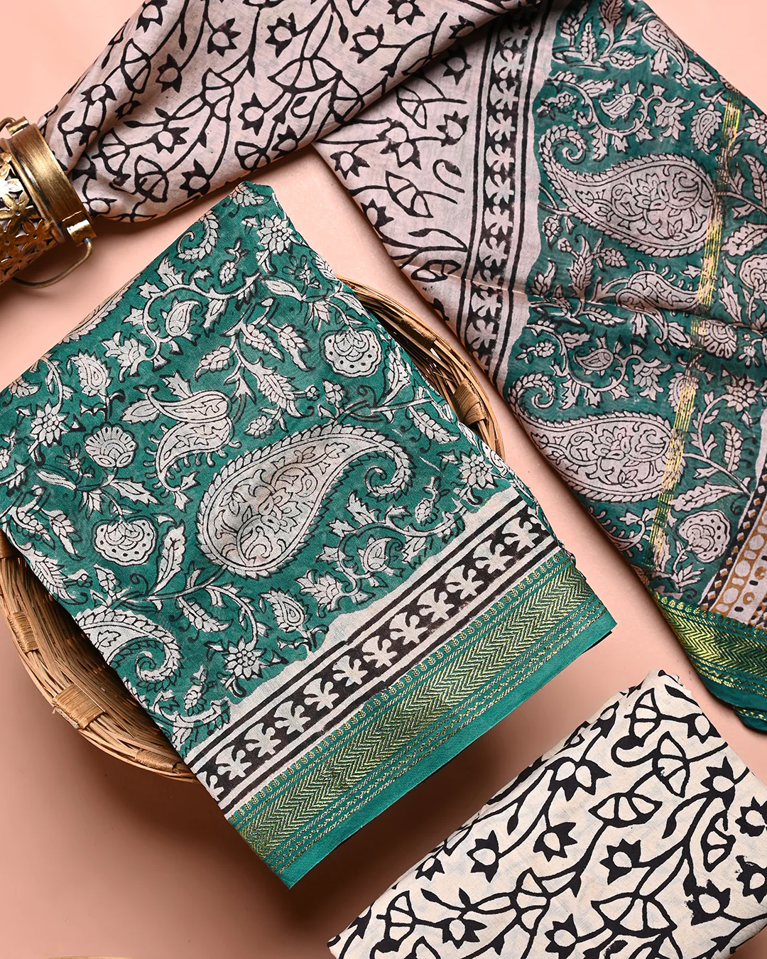 Premium Bagru Print Maheshwari Silk Suit Set (BSMAHMA75) - Image 3
