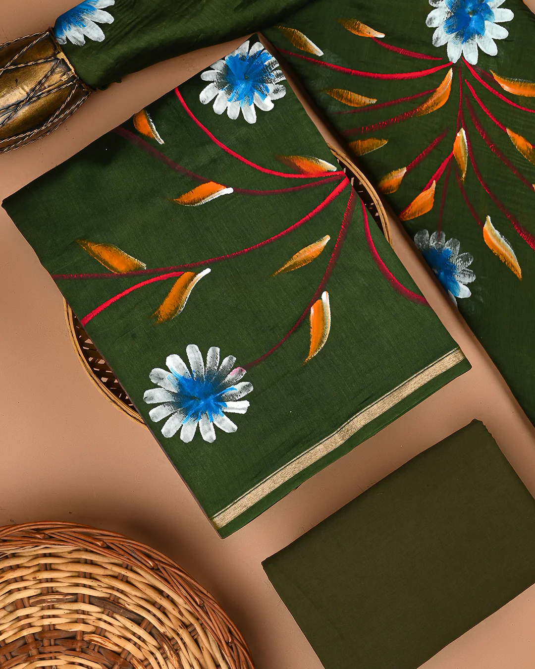 Premium Hand Painted Chanderi Silk Suit Set(BSCHACH24) - Image 3