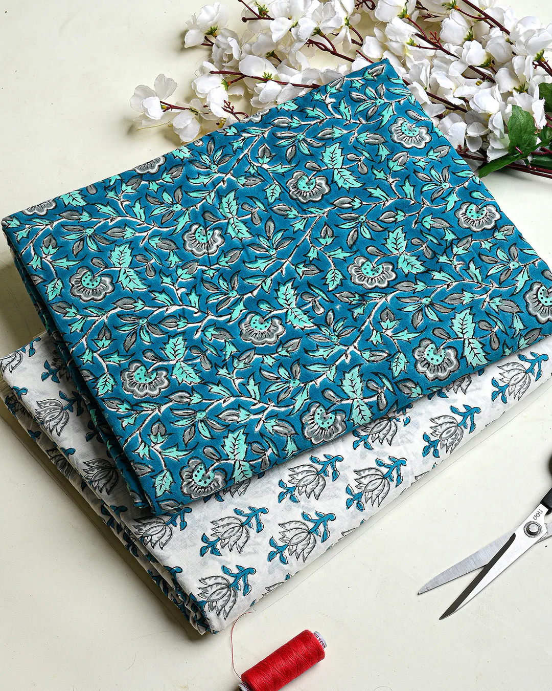 Premium Hand Block Printed Cotton Suit Top And Bottom Set (BSTB07) - Image 3