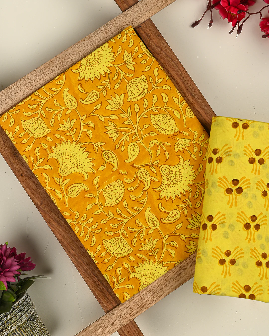 Premium Hand Block Printed Cotton Suit Top And Bottom Set (BSTB49) - Image 3