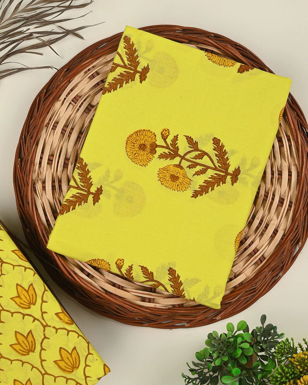 Exclusive Hand Block Printed Cotton Suit Top And Bottom Set (BSTB77) - Image 3