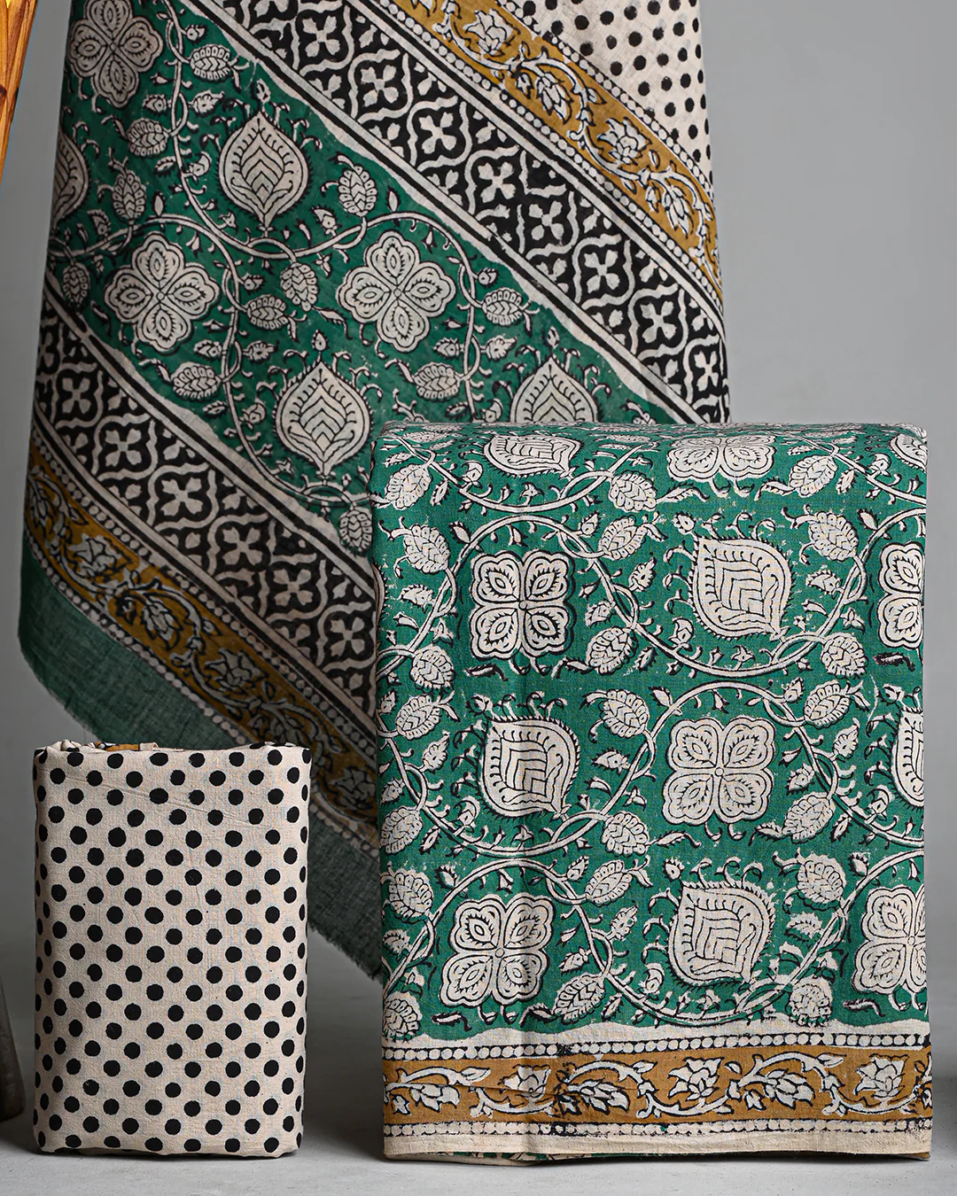 Classic Green Hand Block Printed Cotton Suit With Cotton Dupatta (BSCOTMU04) - Image 3