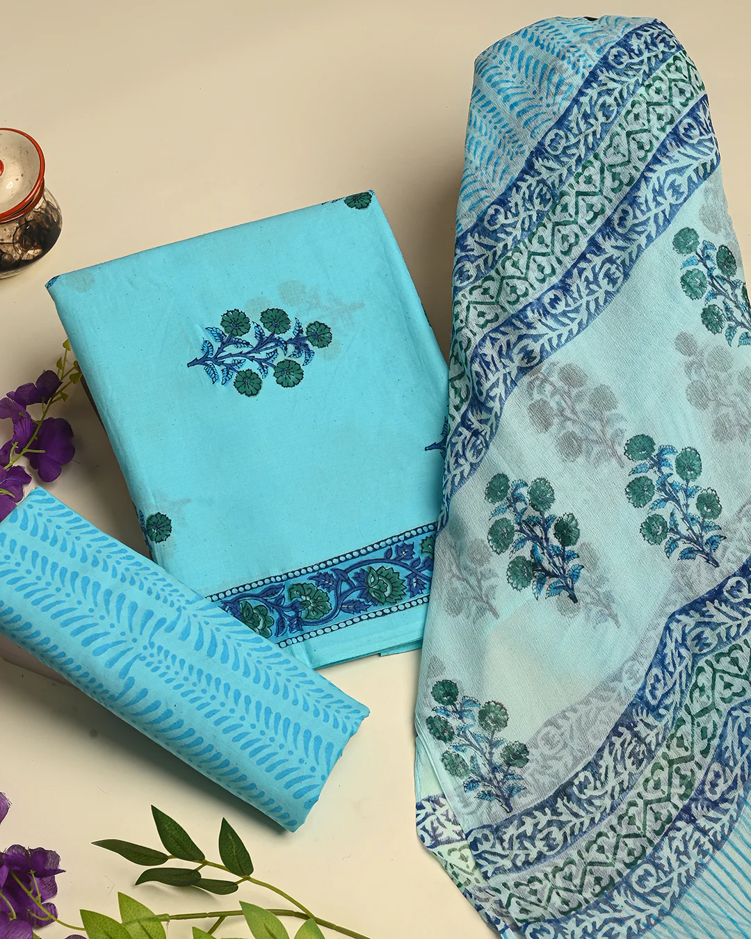 Premium  Print Cotton Suit With Chiffon Dupatta (BSCOTCH40) - Image 3