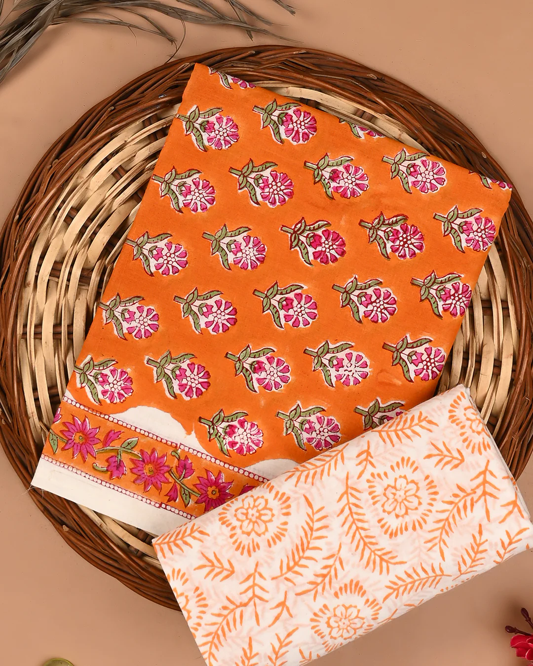 Premium Sanganeri Printed Cotton Suit Top And Bottom Set (BSTB81) - Image 3