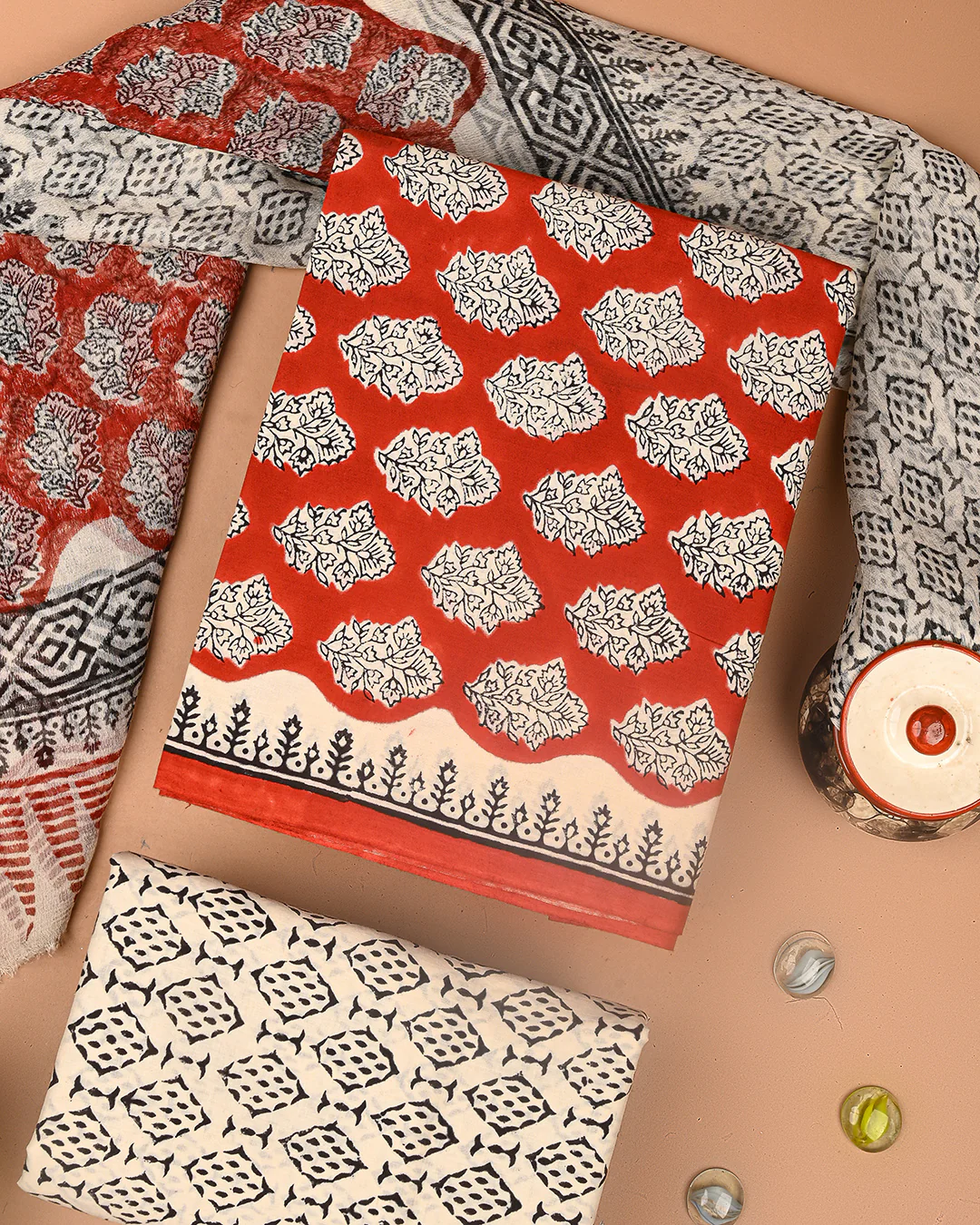 Premium Sanganeri Printed Cotton Suit With Chiffon Dupatta (BSCOTCH88) - Image 3