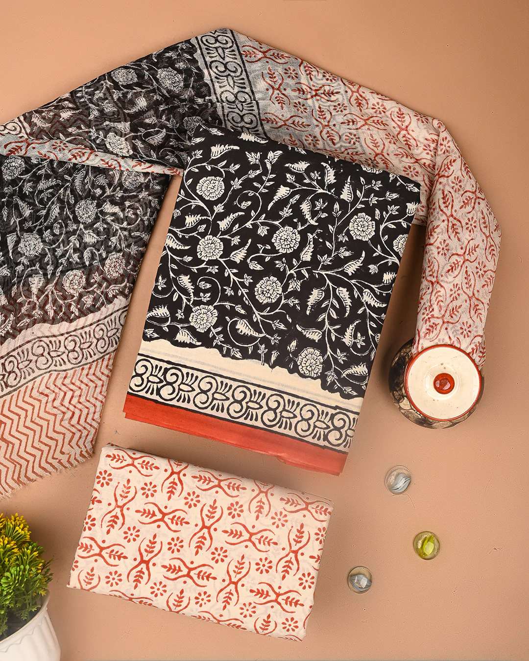 Premium Sanganeri Printed Cotton Suit With Chiffon Dupatta (BSCOTCH90) - Image 3