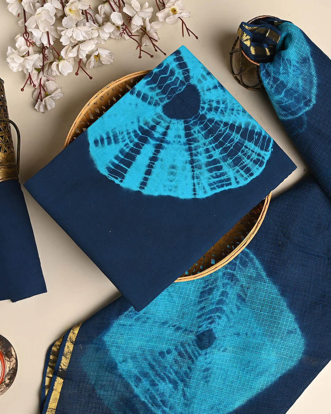 Premium Tie and Dye print Cotton Suit With Kota Doria Dupatta (BSCOTKO115) - Image 3