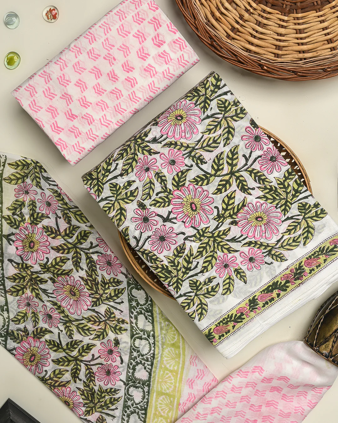 Premium Floral Hand Block Printed Cotton Suit With Cotton Dupatta (BSCOTMU21) - Image 3