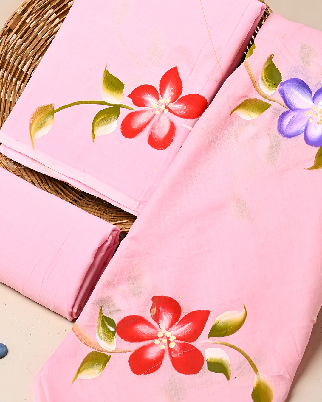 New Elegant Hand Painted Cotton Suit With Cotton Dupatta (BSCOTMU137) - Image 3