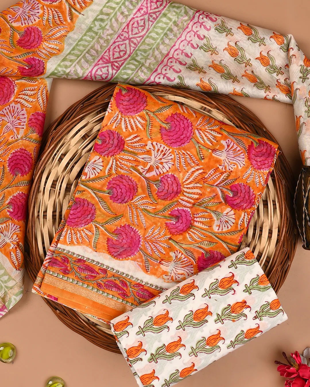 Traditional  Sanganeri Print Chanderi Silk Suit Set (BSCHACH30) - Image 3