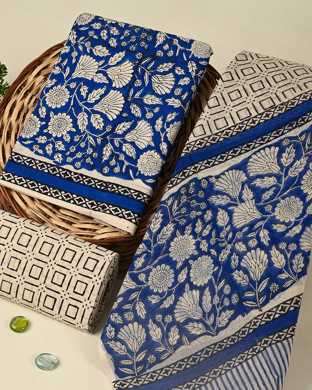 Traditional Sanganeri Printed  Cotton Suit With Cotton Dupatta (BSCOTMU105) - Image 3