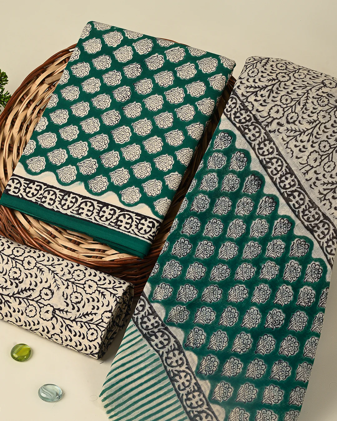 Traditional Sanganeri Printed  Cotton Suit With Cotton Dupatta (BSCOTMU96) - Image 3